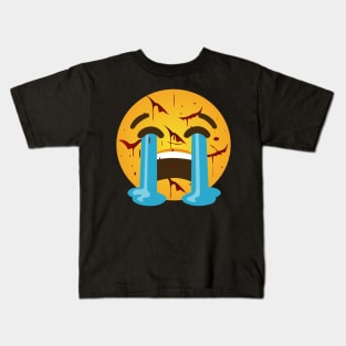 Loudly crying face - Sobbing, sad tears, crying out loud w scars Kids T-Shirt